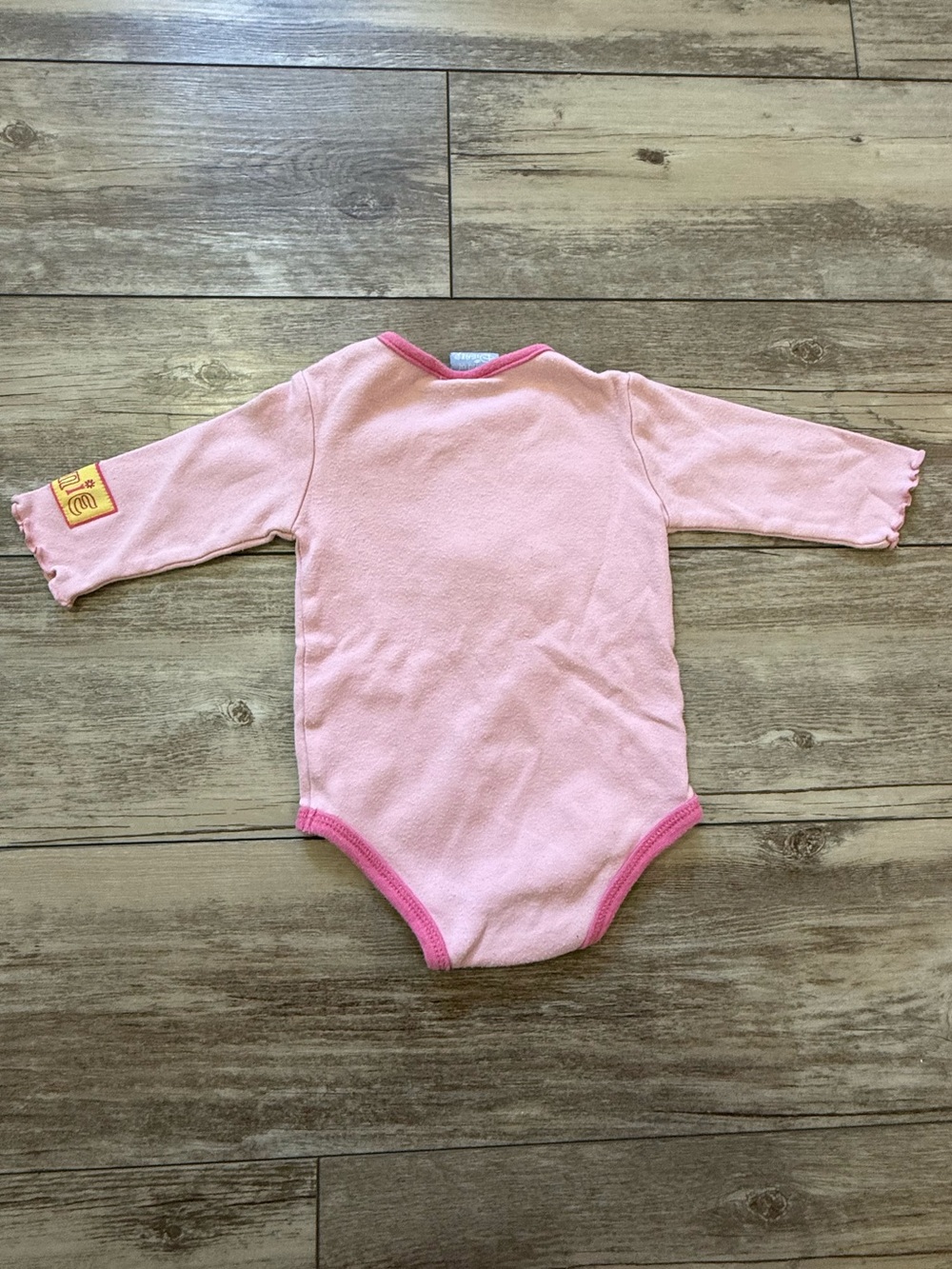 Disney Pink Minnie Mouse Embroidered Long-Sleeve One-Piece Bodysuit - Picture 2 of 3